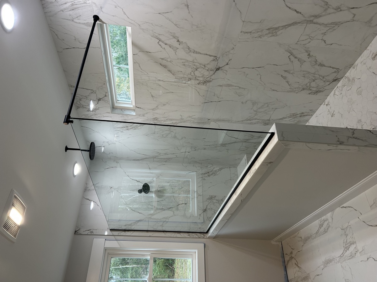 Finished sliding shower door